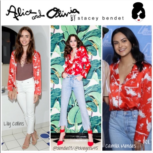 Alice + Olivia Tops - Alice + Olivia “Keir” floral pajama top blouse L